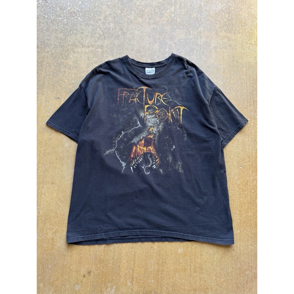 VTG Y2K Fracture Point Band Grunge Goth Black Band T-Shirt Obscure Moon XXL